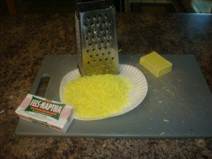 Homemade laundry soap grated